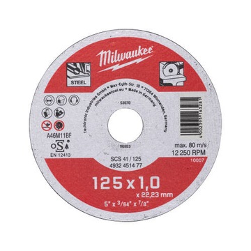 Tarcza do cięcia metalu Milwaukee 125X 1,0 X 22,23