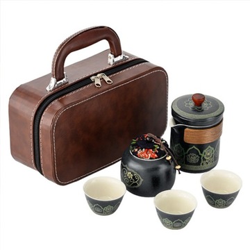Zestaw do herbaty Gongfu |Zestawy do herbaty Teavel |Ceramiczny przenośny zestaw do herbaty w jednym|6-częściowy