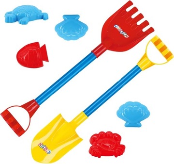 ZESTAW DO PIASKU ŁOPATA 55cm + GRABKI FOREMKI 2105