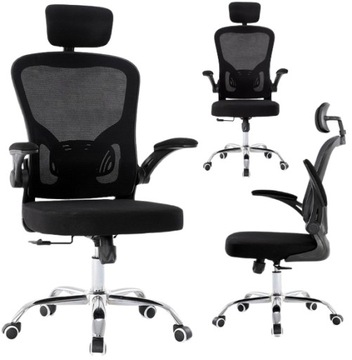 FOTEL ERGONOMICZNY OBROTOWY KRZESŁO BIUROWE SPIN CZARNY