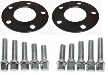 Černé distanční prvky 5 mm šrouby Bmw Mercedes 5x112 66.5