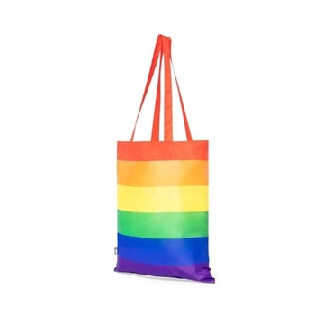 Torba na zakupy TĘCZOWA z długimi uchwytami EKOLOGICZNA lgbt tęcza shopper