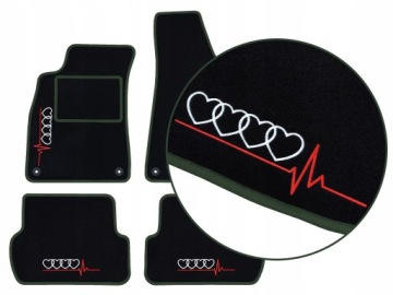 Koberce Do Auta Audi A4 B8 (2007-2015) 4 Výšivky, Tmavě Zelené