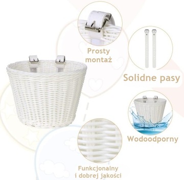 КОРЗИНА ВЕЛОСИПЕДНАЯ КОРЗИНА ДЕТСКИЙ РУЛЬ С 2 БАРАХАМИ КОМПЛЕКТ БЕЛЫЙ НОВЫЙ