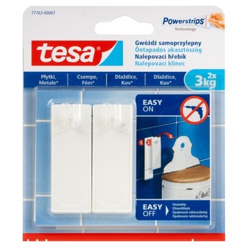TESA GWÓŹDŹ HACZYK SAMOPRZYLEPNY DO PŁYTEK I METALU DO 3KG 2SZT/OPAK