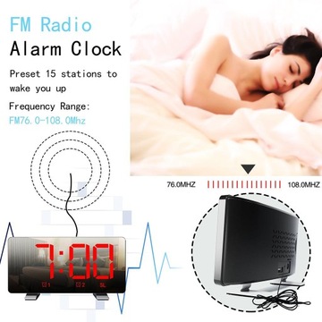 Retro Auto Flip Clock Calowy cyfrowy ekran LED Budzik FM Czarny Czerwony
