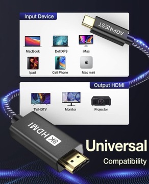 Кабель-адаптер USB C HDMI 2.1 8K 60 Гц 4K 144 Гц Mac Macbook