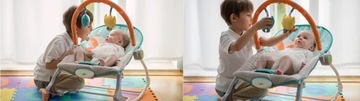 Шезлонг-качалка Ricokids с вибрацией - белый и темно-синий