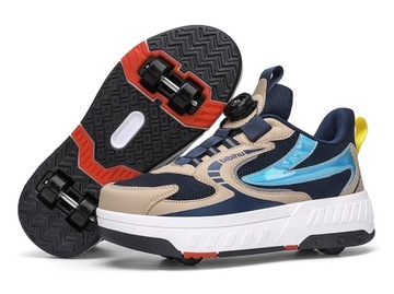 BUTOROLKI BUTY Z ROLKAMI ROLKI WROTKI KHAKI BEZ LED 29-43