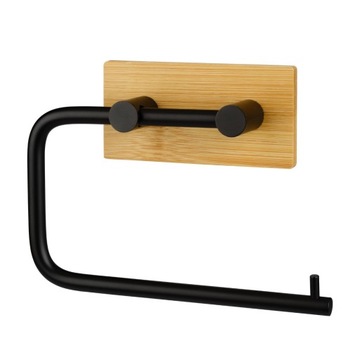 UCHWYT NA PAPIER TOALETOWY WC SAMOPRZYLEPNY CZARNY + BAMBUS