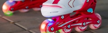 Rolki Łyżwy Wrotki Regulowane 4w1 RAVEN Lia Pink 30-33 Kółko LED