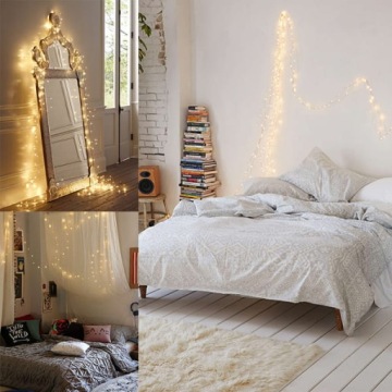 ПРОВОДНЫЕ ЛАМПЫ 20 LED + ТЁПЛЫЙ БЕЛЫЙ БАТАРЕИ 10 метров Световая цепь