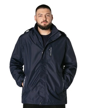 Duża Kurtka Męska Przejściowa Lekko Ocieplona z Kapturem Polar 2165A-2 4XL