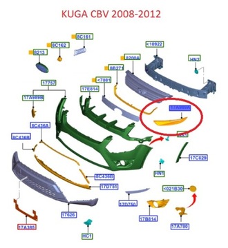 НАКЛАДКА БАМПЕРА ПЕРЕДНЯЯ ЛЕВАЯ FORD KUGA Mk1 2008-12