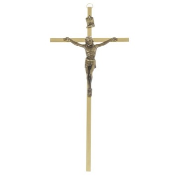 Krzyż na ścianę złoty mosiądz duży 30cm do domu