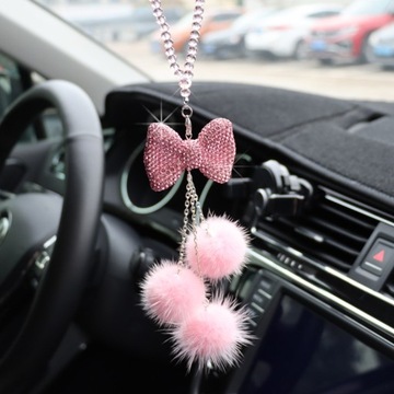 Samochód Bling Kryształ ŁukWęzeł Wisiorek Akcesori, Pink