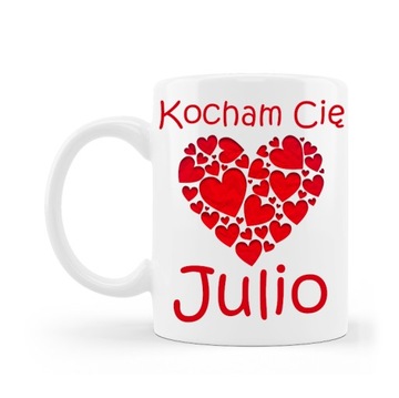 Kubek z imieniem Kocham Cię czerwone serca imię