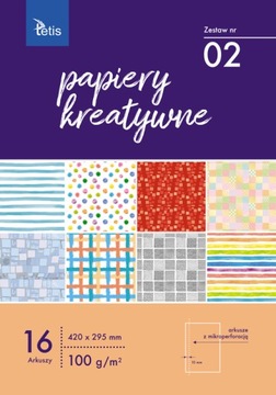 Papier KREATYWNY - 16 ark zestaw 02 100g TETIS a3