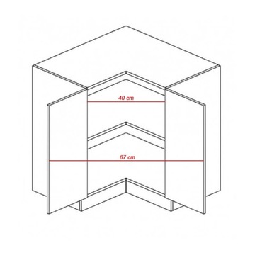 Шкаф нижний угловой 80х80 ASPEN D90N белый Ручка