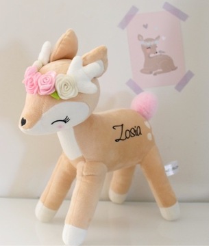 Плюшевый олень с цветами - большой - Мелоотка