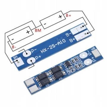 Модуль зарядки и защиты BMS PCM PCB для ячеек Li-ion 2S 8.4V 8A - 18650