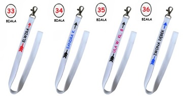 Smycz z nadrukiem imię, nazwisko, klasa - wiele kolorów do wyboru