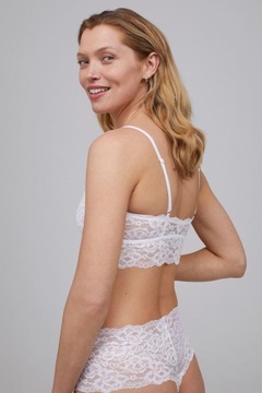 H&M komplet bielizny biały koronkowy soft bra stanik majtki miękki braletka