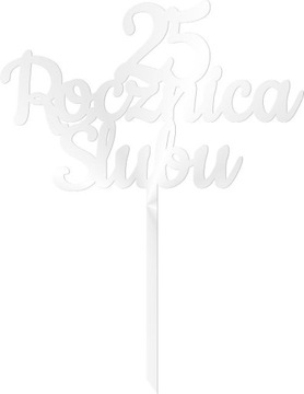 SREBRNY TOPPER NA ROCZNICĘ ŚLUBU DOWOLNA LICZBA 20 30 40 50 SREBRNE LUSTRO