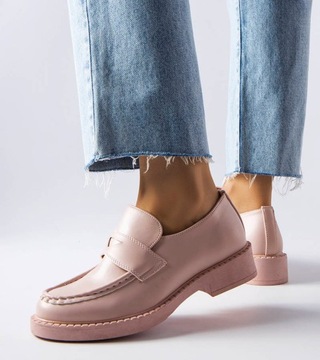 Różowe mokasyny na grubej podeszwie MP302 37