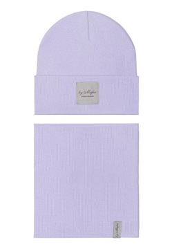 ЖЕНСКИЙ ЗИМНИЙ КОМПЛЕКТ, ШАПКА ДВОЙНАЯ ЮБКА, ЗИМНИЙ МАТЕРИАЛ, ФИОЛЕТОВАЯ ЛИЛА