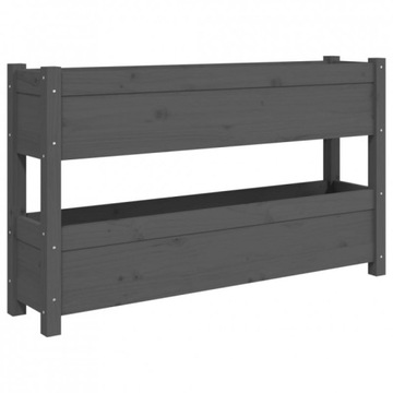 Donica, szara, 112x25x66 cm, lite drewno sosnowe