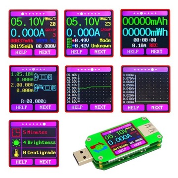 1,44-дюймовый ЖК-дисплей UM24 USB 2,0 Вольтметр Амперметр Измеритель тока