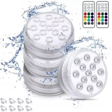 4x OŚWIETLENIE BASENU LAMPKI PODWODNE BASENOWE LED + 2 PILOTY
