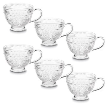 Набор ЭЛЕГАНТНЫХ ЧАШЕК для кофе и чая, БОЛЬШИЕ СТАКАНЫ с ручкой, 6 шт.