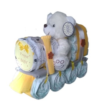 TORT Z PIELUCH PAMPERS 2 LOKOMOTYWA CHRZEST