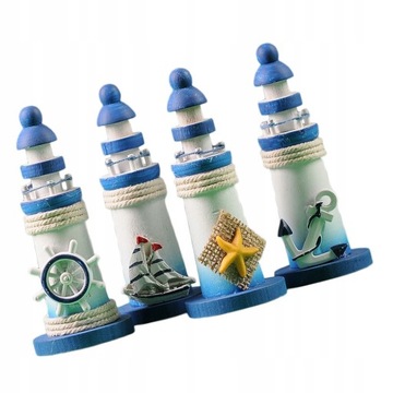 4 Sztuk Latarnia Morska Drewno Miniaturowe