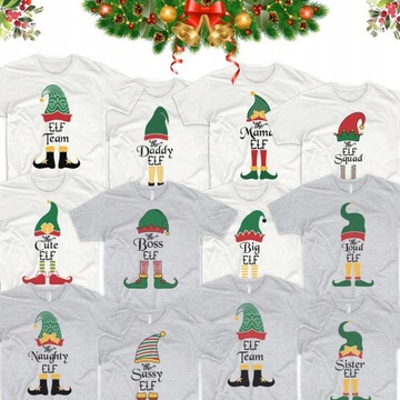 Duży Elf Koszulka Świąteczna Rodzina Elfów Tata