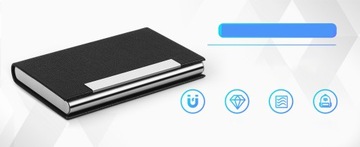 Визитница кожаная Элегантный подарок для начальника на искусственной коже черная МУЖСКАЯ