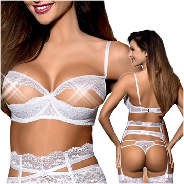 Biustonosz Biały 80A Półusztywniany Peek A Boo AXAMI V-6711 Bra peekaboo