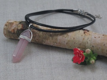 колье-КУЛОН с камнем РОЗОВЫЙ КВАРЦ [W177]