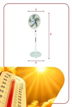 WENTYLATOR PODŁOGOWY STOJĄCY WIATRAK CICHY MOCNY 40W ŚMIGŁO 36cm PILOT