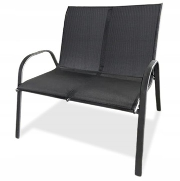 КОМПЛЕКТ САДОВОЙ МЕБЕЛИ СТОЛ, СТЕКЛЯННЫЙ СТОЛ, ДИВАН, 2 МЕТАЛЛИЧЕСКИХ СТУЛА, ЧЕРНЫЙ