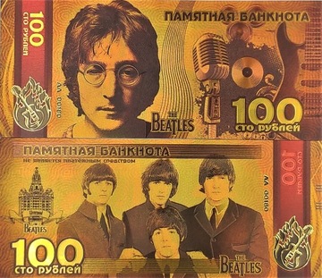 Красивая коллекционная банкнота с Джоном Ленноном и Битлз