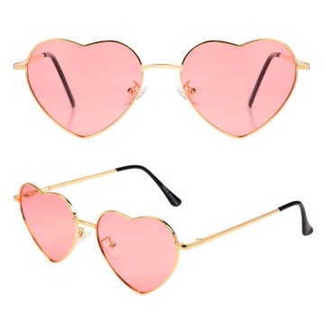 OKULARY PRZECIWSŁONECZNE DAMSKIE RÓZOWE SERCA POLARYZACJA FILTR UV400 LOVE
