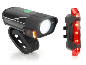 Komplet lampek rowerowych przód + tył ALOGY wodoodporość IPX4 ładowanie USB