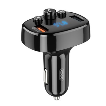 XO transmiter FM Bluetooth MP3 ładowarka samochodowa 18W czarna klasyczna