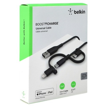 Kabel USB-A do Lightning USB-C Micro Belkin 3w1 1m