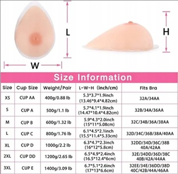 SZTUCZNY BIUST SILIKONOWA PROTEZA PIERSI 600 gram