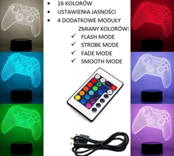 НОЧНАЯ ЛАМПА PAD XBOX 3D LED RGB ЦВЕТА + ПУЛЬТ ДУ