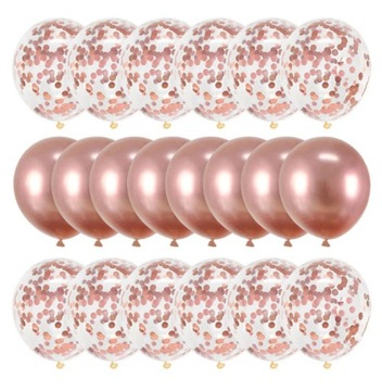 BALONY ROSE GOLD + z konfetti ślub wesele - 20 szt